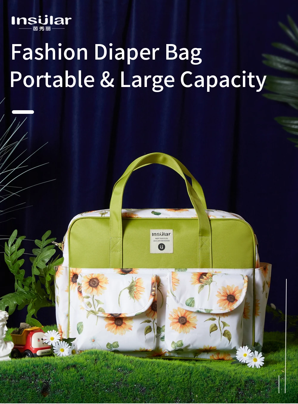 Insular Baby Diaper Bag Large Capacity Mommy Handbag Shoulder Bag Fashion Printing Outdoor Travel Mummy Stroller Nappy Bags