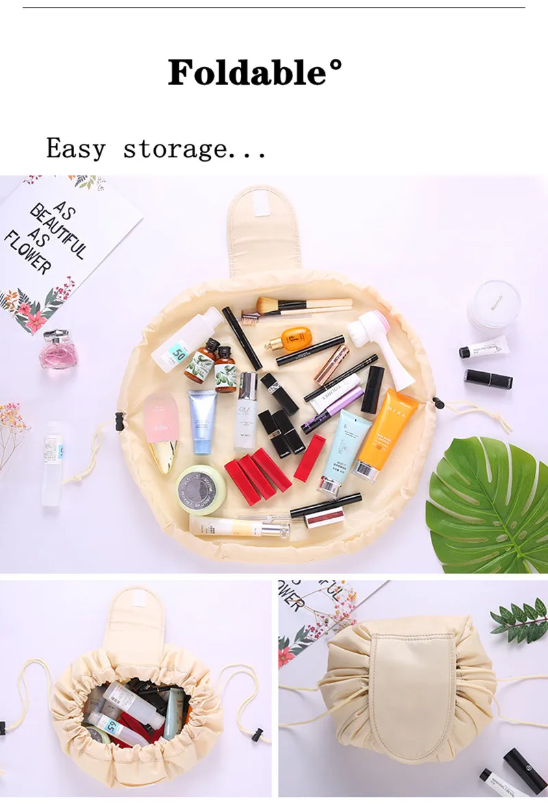 Women Travel Magic Pouch Drawstring Cosmetic Bag Organizer Lazy Make Up Cases Storage Bag Kit Box Tools Toiletry Beauty Case
