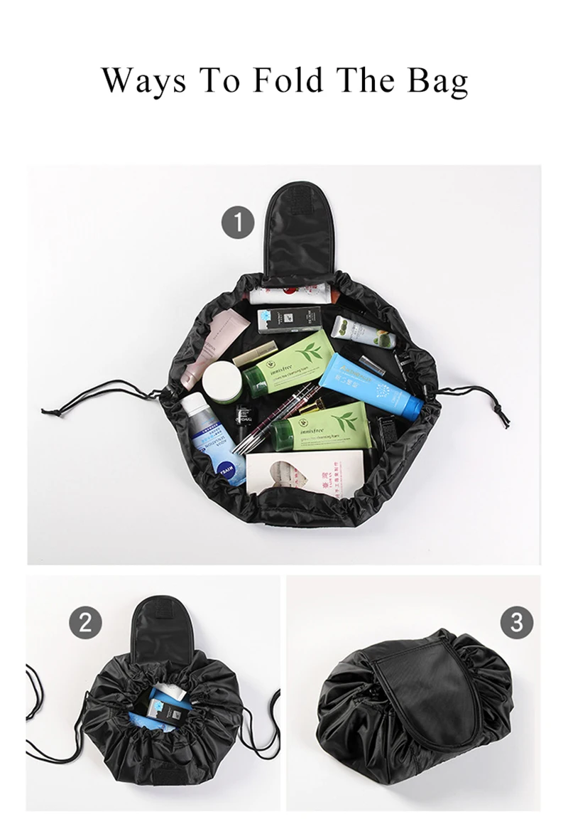 Women Travel Magic Pouch Drawstring Cosmetic Bag Organizer Lazy Make Up Cases Storage Bag Kit Box Tools Toiletry Beauty Case