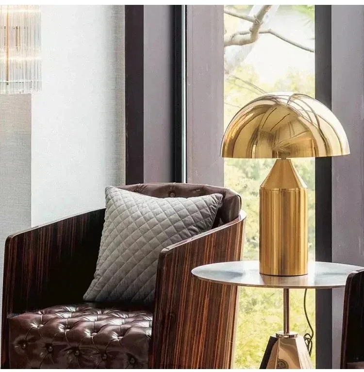 Nordic Luxury Mushroom Floor Lamp Italian Design Metal LED Eye Protection Standing Light for Bedroom Living Room High End Decor