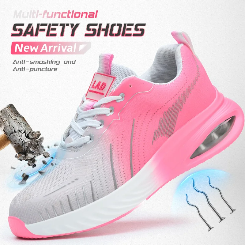 LEIANDUN Women's Safety Shoes, Ultra Light Cushioning Soft Sole Breathable Work Shoes, Anti Smashing And Anti Piercing