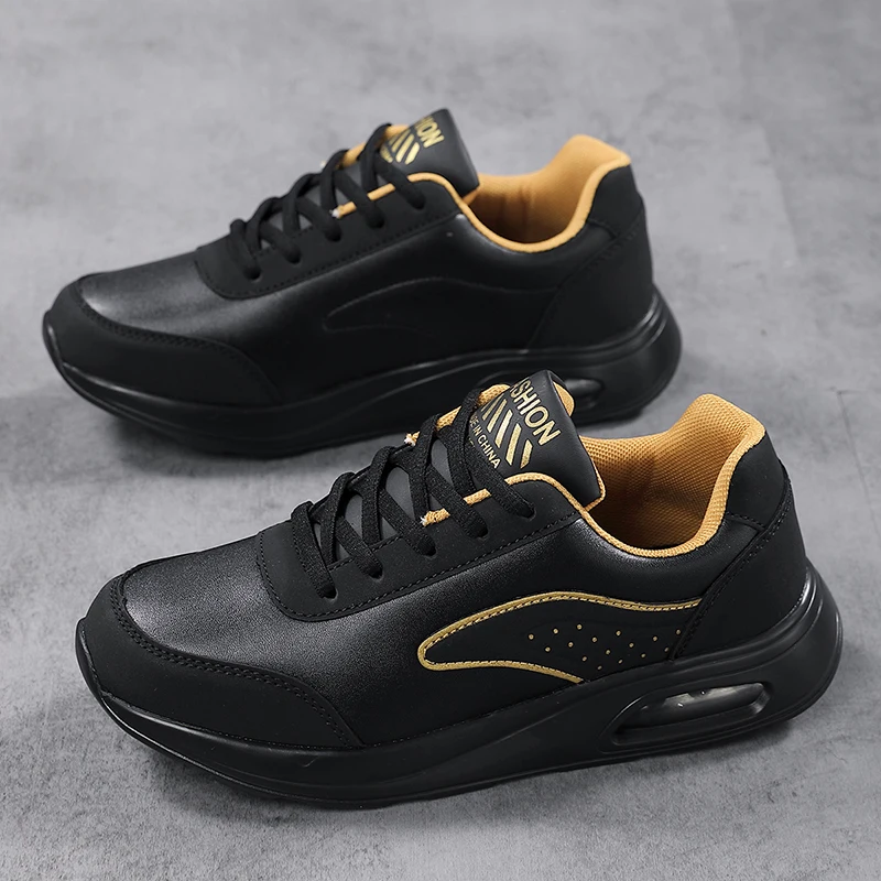 Women Fashion Air-cushion Sneakers PU Leather Running Shoes Anti-slip Outdoor Sports Shoes Elastic Gym Trainers