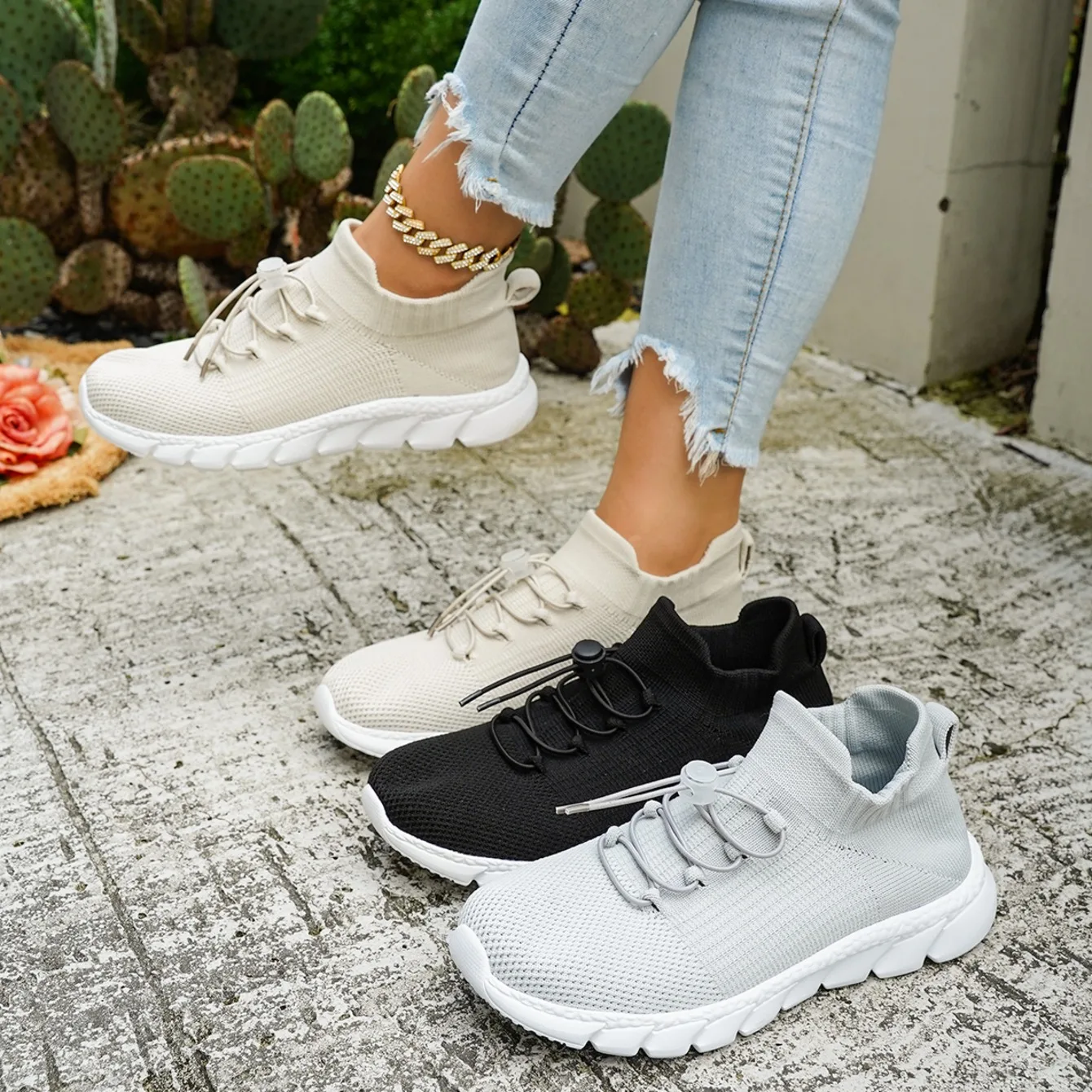 2026 New Knitted Mesh Women's Sneakers Casual Breathable Loafers Fashion Simple Style Lightweight Women Shoes Zapatos Para Mujer
