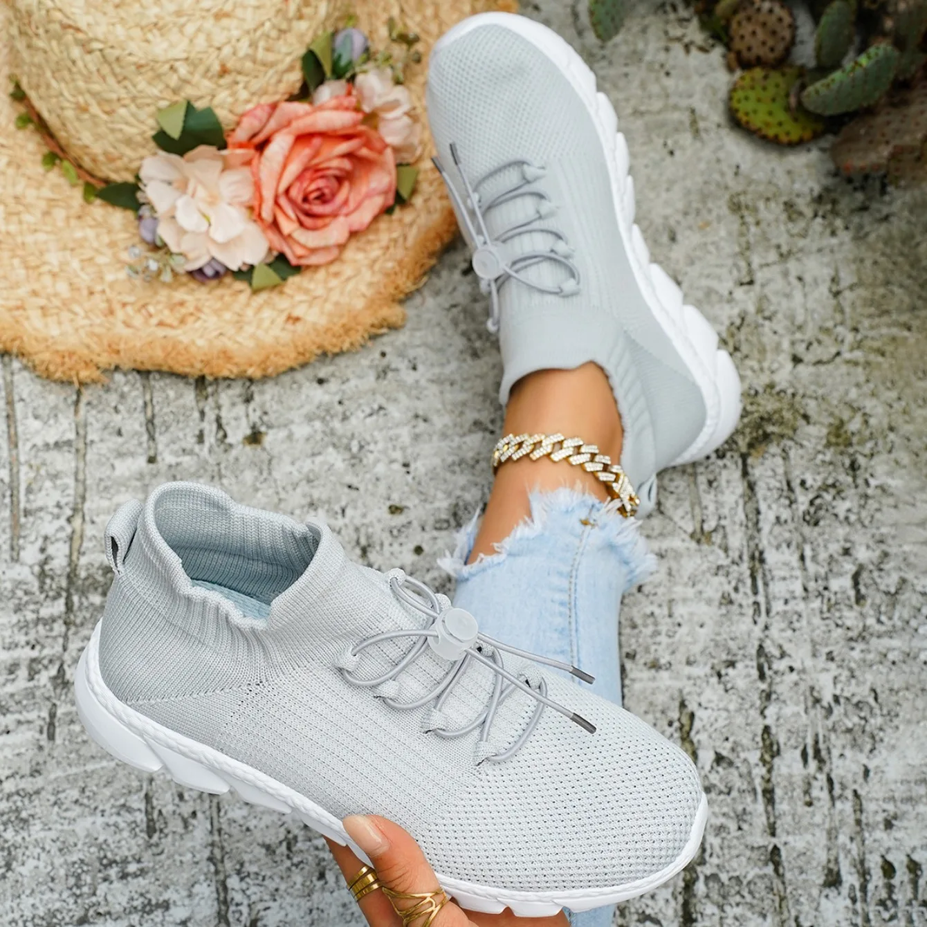 2026 New Knitted Mesh Women's Sneakers Casual Breathable Loafers Fashion Simple Style Lightweight Women Shoes Zapatos Para Mujer