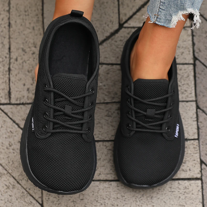 Platform Women Running Shoes Breathable Comfortable Outdoor Camping Running Shoes Minimalist Wide Last Soft Sole Tennis Sneakers