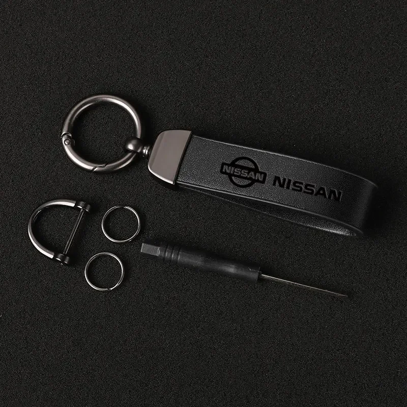 Luxury Genuine Leather Keychain Car Key Ring Holder Jewelry Custom Gift For Nissan X-trail Qashqai Juke Rogue Altima Leaf Car