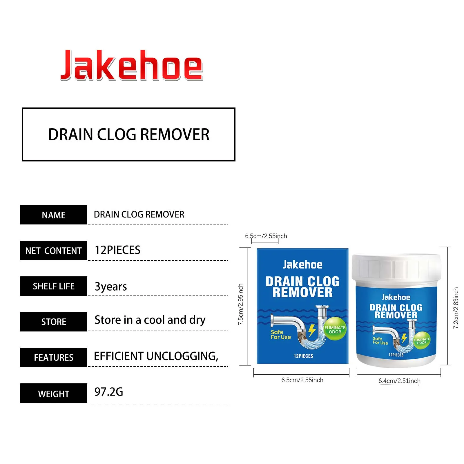 Pipeline Dredging Cleaner Removing Oil Stains Clearing Hair Blockages Eliminating Odors Bathroom Drainage Pipe Cleaning Tablets