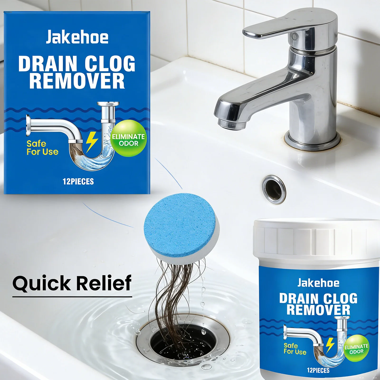 Pipeline Dredging Cleaner Removing Oil Stains Clearing Hair Blockages Eliminating Odors Bathroom Drainage Pipe Cleaning Tablets