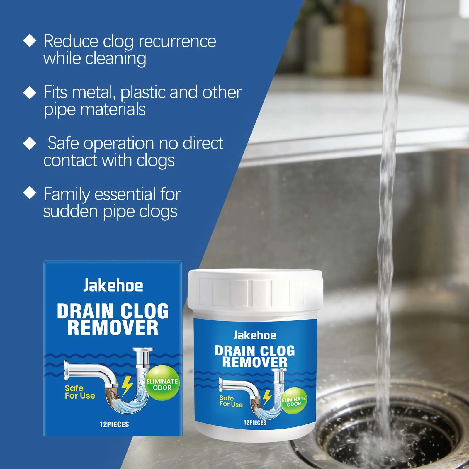 Pipeline Dredging Cleaner Removing Oil Stains Clearing Hair Blockages Eliminating Odors Bathroom Drainage Pipe Cleaning Tablets