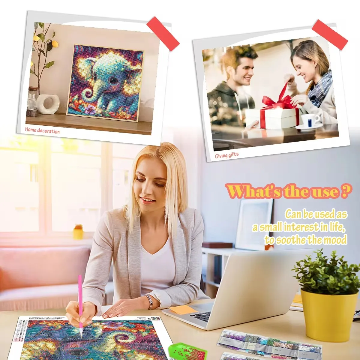 RUOPOTY Diamond Painting Landscape Colorful DIY Diamond Mosaic Cross Stitch Kit for Adult Handicraft Enthusiasts and Home Decor