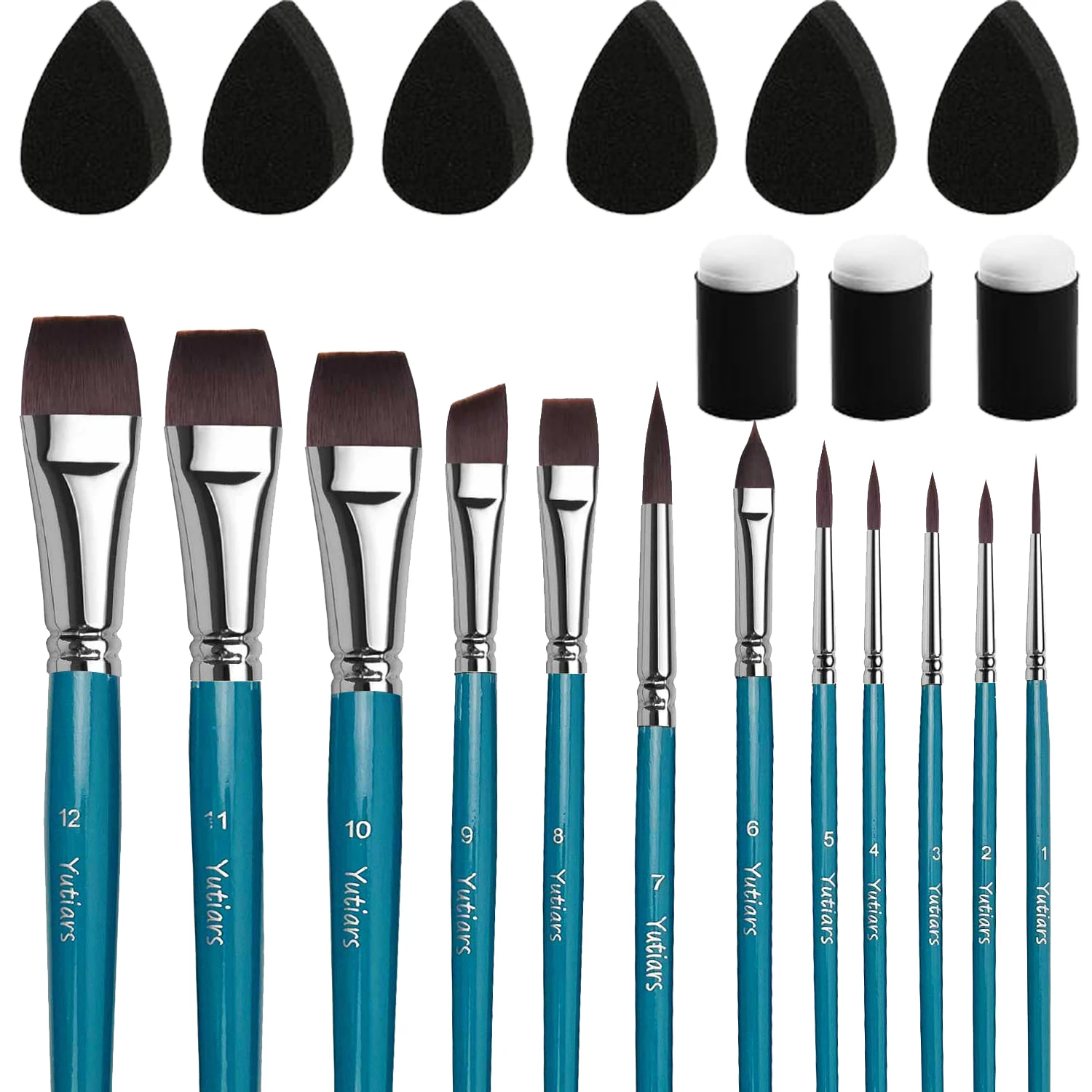 21pcs Professional Face Painting Brush Set with Nylon Bristles, Wooden Handle, Versatile for Watercolor & Embossing