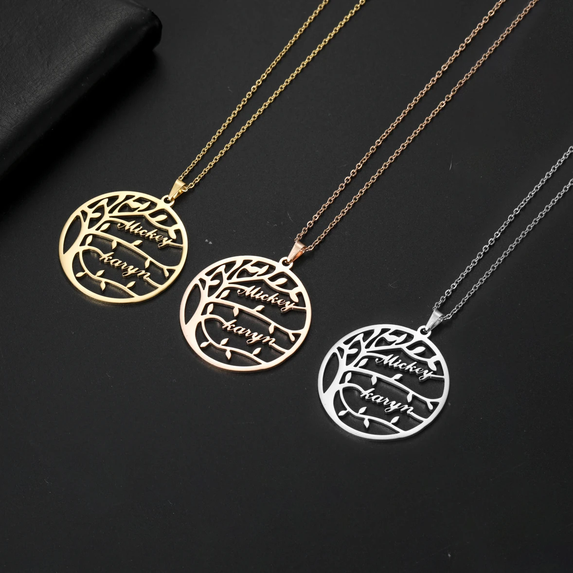 Sipuris Custom Name Necklace Tree Of Life Stainless Steel Family Tree Necklace For Women Personalized Letter Jewelry Family Gift
