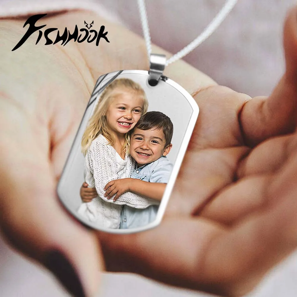 Print Photo Necklace Personalized Custom Gift For Men Woman Couple Family Father Chain Stainless Steel Memorial Souvenir Jewelry