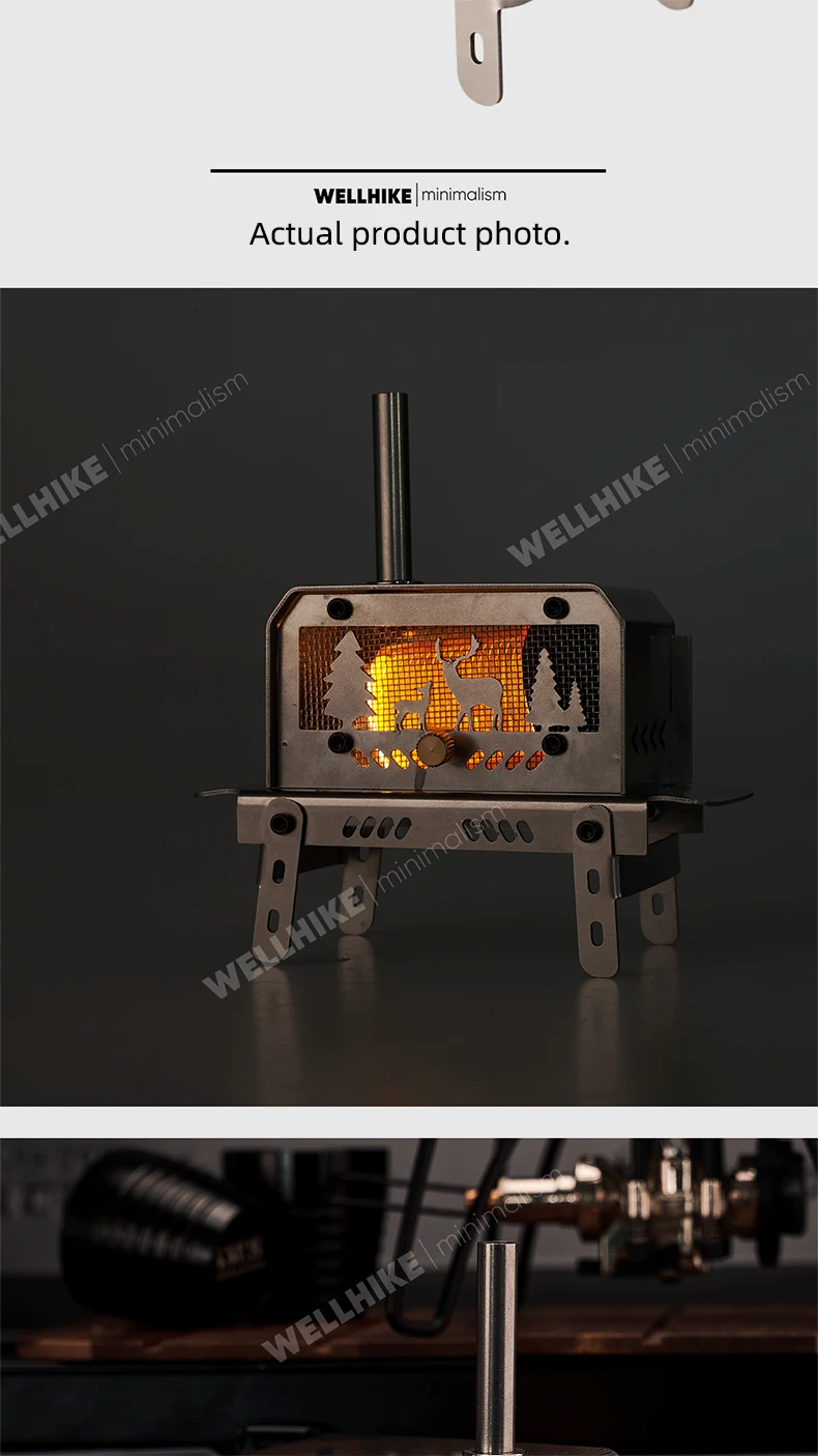 WELLHIKE Mini Woodstove Outdoor Camping Travel Camping Incense Burner Portable Folding Stove Tabletop Crafts Elk Candle Burner