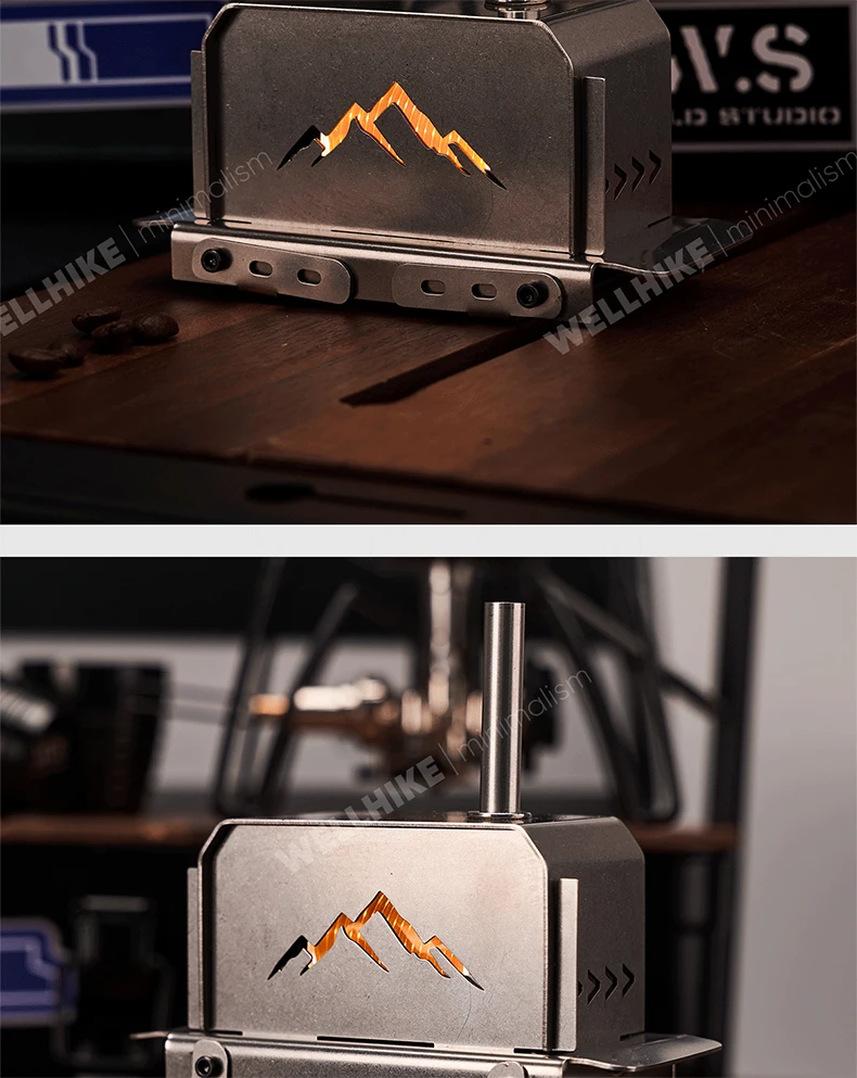 WELLHIKE Mini Woodstove Outdoor Camping Travel Camping Incense Burner Portable Folding Stove Tabletop Crafts Elk Candle Burner