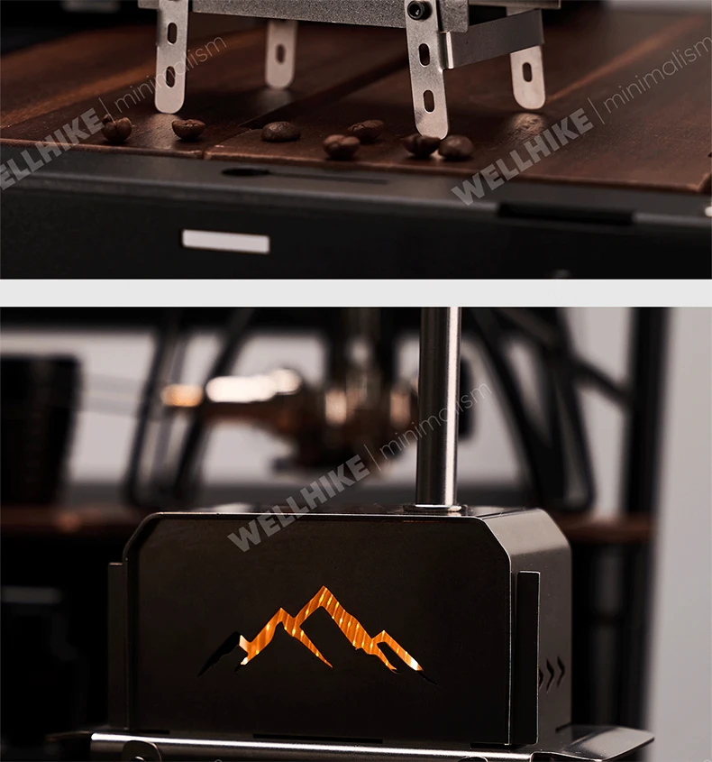 WELLHIKE Mini Woodstove Outdoor Camping Travel Camping Incense Burner Portable Folding Stove Tabletop Crafts Elk Candle Burner