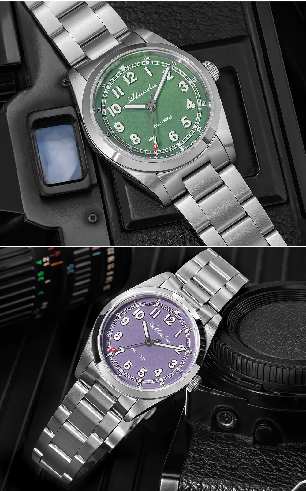 ADDIESDIVE Luxury Men's Watch 100m Water Resistance Sapphire Glass BGW9 Super Luminous Quartz Movement Stainless Steel Bracelet