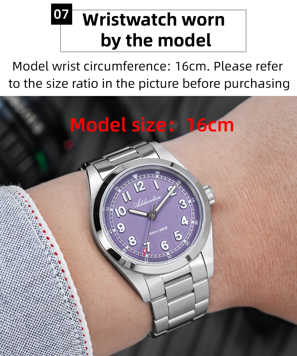 ADDIESDIVE Luxury Men's Watch 100m Water Resistance Sapphire Glass BGW9 Super Luminous Quartz Movement Stainless Steel Bracelet