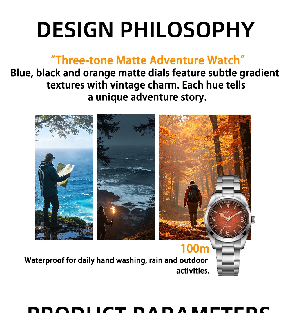 ADDIESDIV New Retro Men's Quartz Watch Sapphire Glass Japanese Movement 100m Waterproof Stainless Steel Night Light Watch AD2554