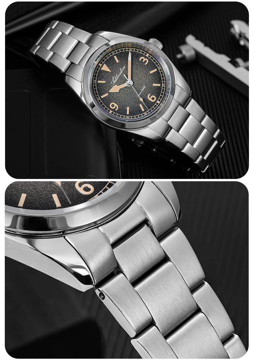 ADDIESDIV New Retro Men's Quartz Watch Sapphire Glass Japanese Movement 100m Waterproof Stainless Steel Night Light Watch AD2554