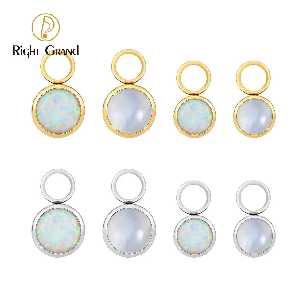 Right Grand ASTM F136 Titanium Opal Moonstone Earring Charm for Huggie Hoop Helix Cartilage Clicker Earlobe Piercing Jewelry