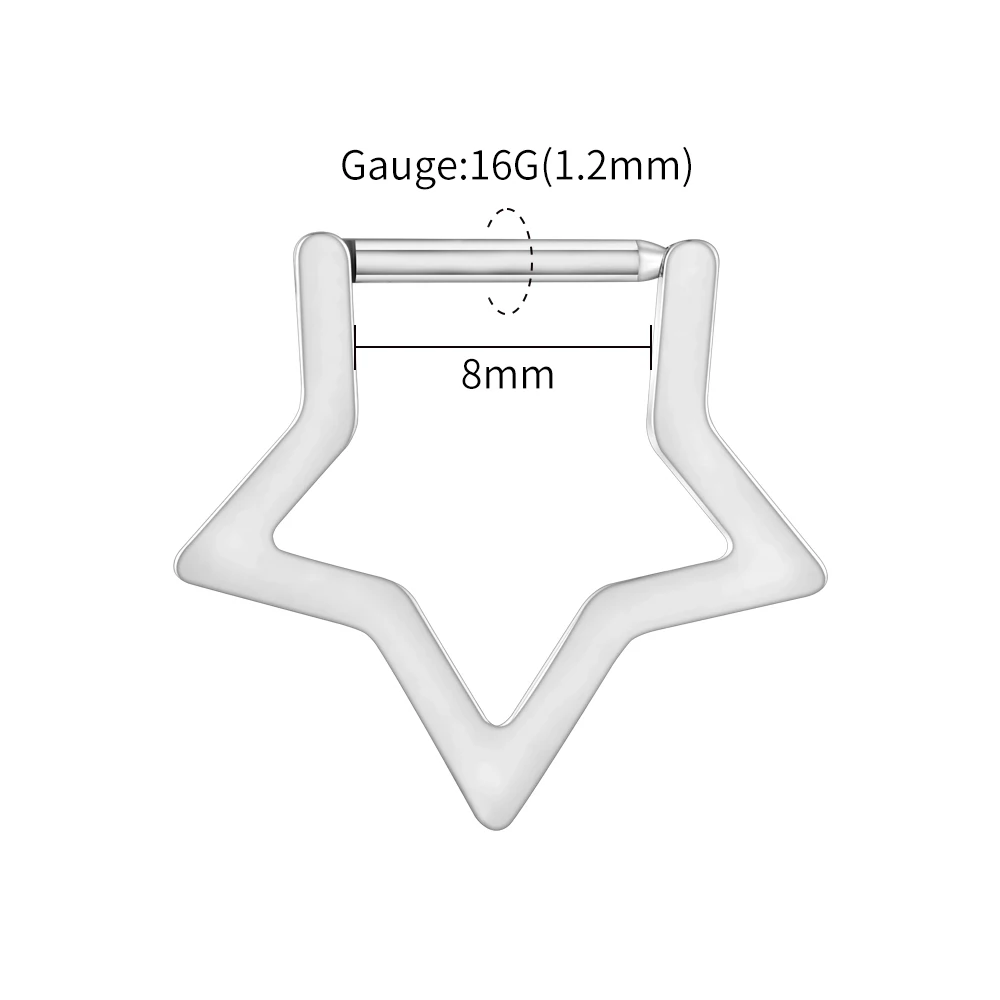 Right Grand ASTM F136 Titanium Star Clicker Septum Ring 16G Minimalist Huggie Hoop Earring Punk Piercing Body Jewelry