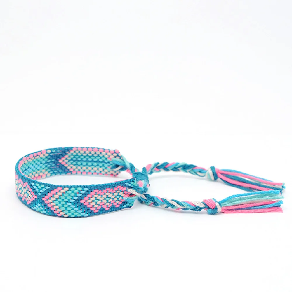 Weave Bracelet Friendship Bohemian Vintage Cotton Rope String Nepal Yoga Ethnic Rainbow Boho Woven Braided Bracelets