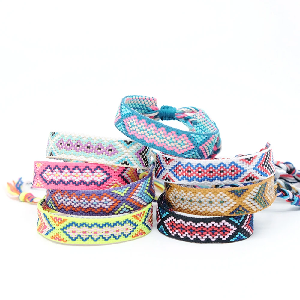 Weave Bracelet Friendship Bohemian Vintage Cotton Rope String Nepal Yoga Ethnic Rainbow Boho Woven Braided Bracelets