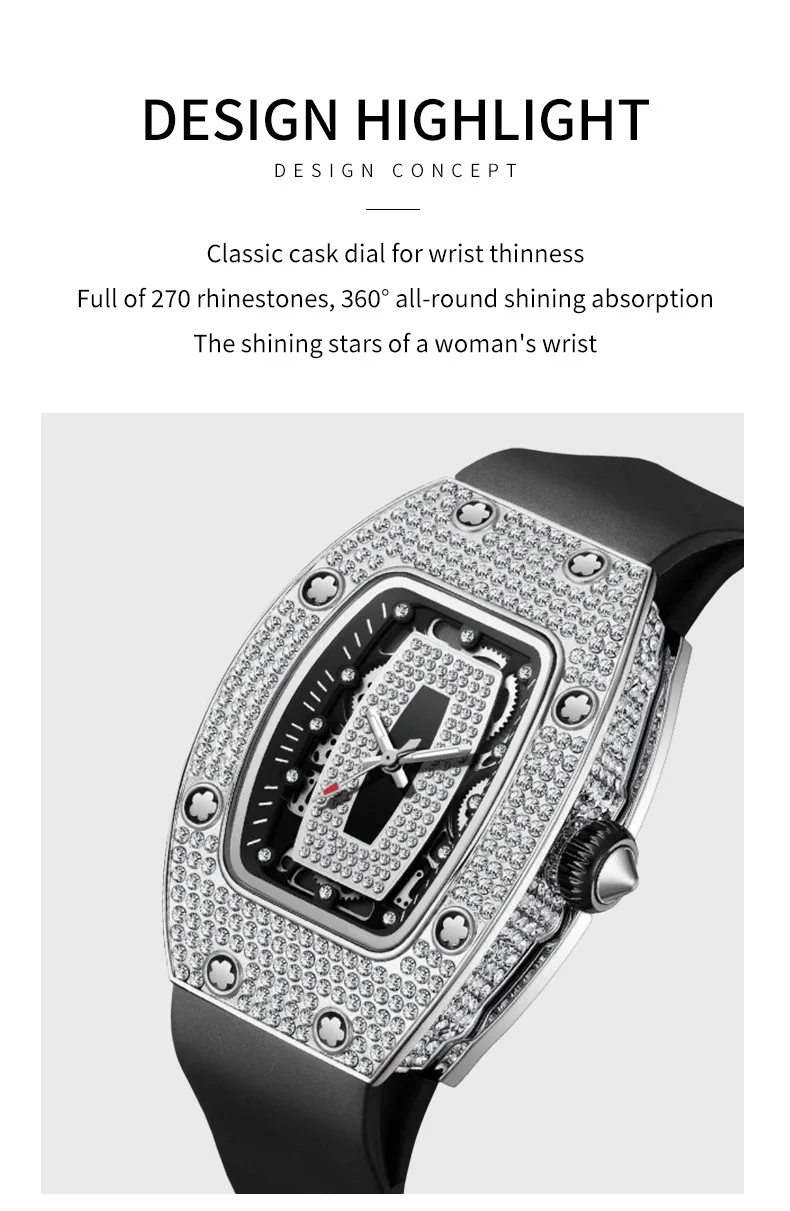 New Fashion Luxury Tonneau Watches For Woman Crystal Silicone Jelly Quartz Watch Students Gifts Reloj Mujer Ladies Wristwatches