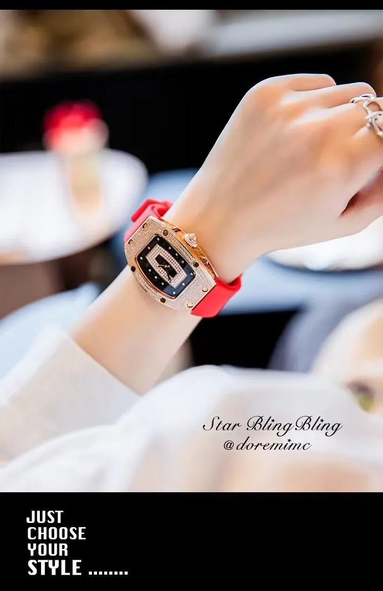 New Fashion Luxury Tonneau Watches For Woman Crystal Silicone Jelly Quartz Watch Students Gifts Reloj Mujer Ladies Wristwatches