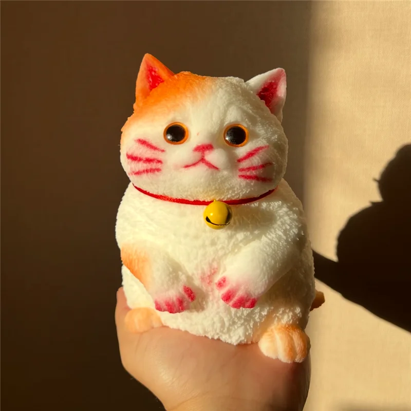 Cute Kawaii Cat Squishy Soft Silicone Stress Relief Squeeze Toy Anxiety Relief Desk Buddy Gift for Kids Adults Desk Decor Gift