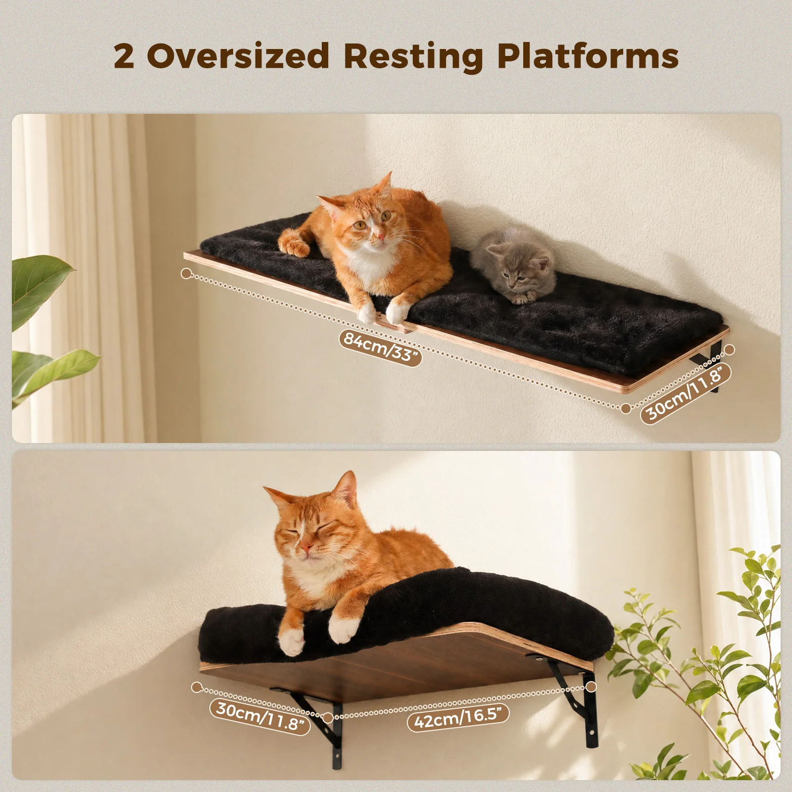 Wooden Cat Climbing Wall Shelves 5-in-1 Cat Wall Furniture with Perches Sisal Scratching Posts & Scratcher Pads Climbing Ropes Modern Climbing Set for Indoor Cats Accessories Cat Toys