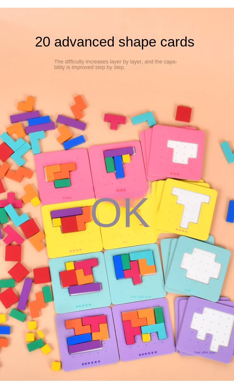 Montessori Desktop Puzzle Toys Kids Battle Table Game Tangram Math Toys Building Blocks Board Color Shape Training for Kids Gift
