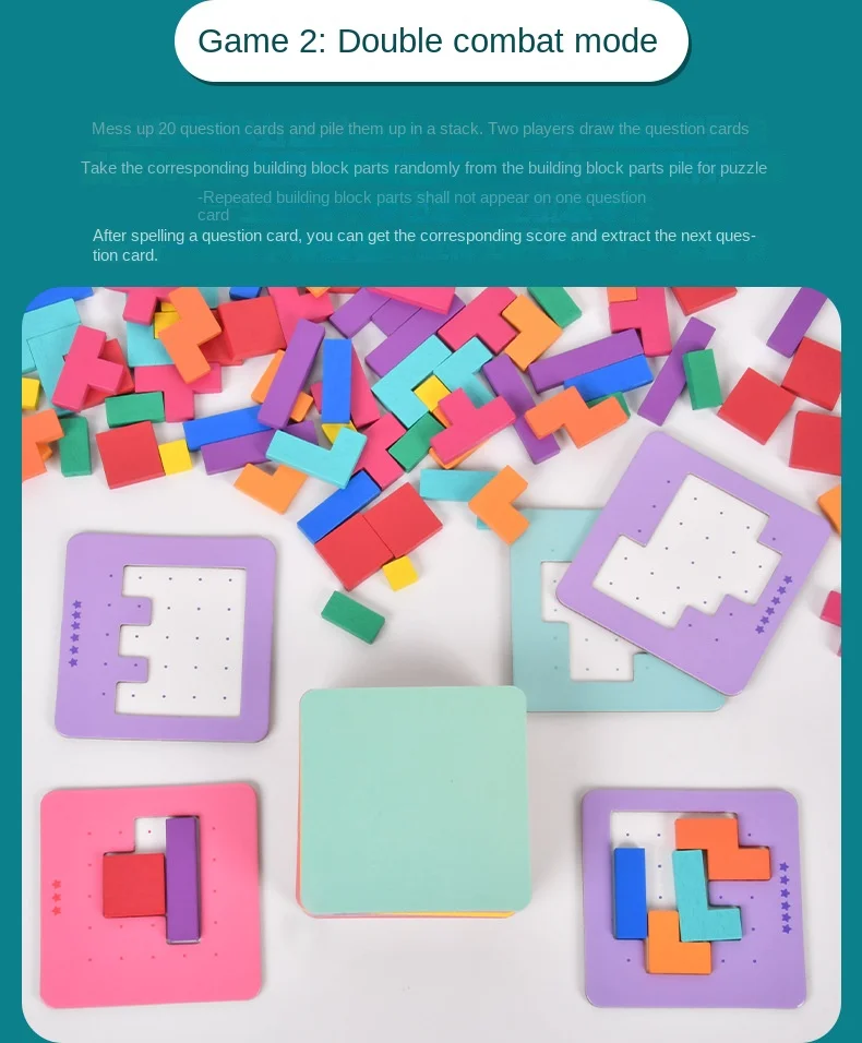 Montessori Desktop Puzzle Toys Kids Battle Table Game Tangram Math Toys Building Blocks Board Color Shape Training for Kids Gift