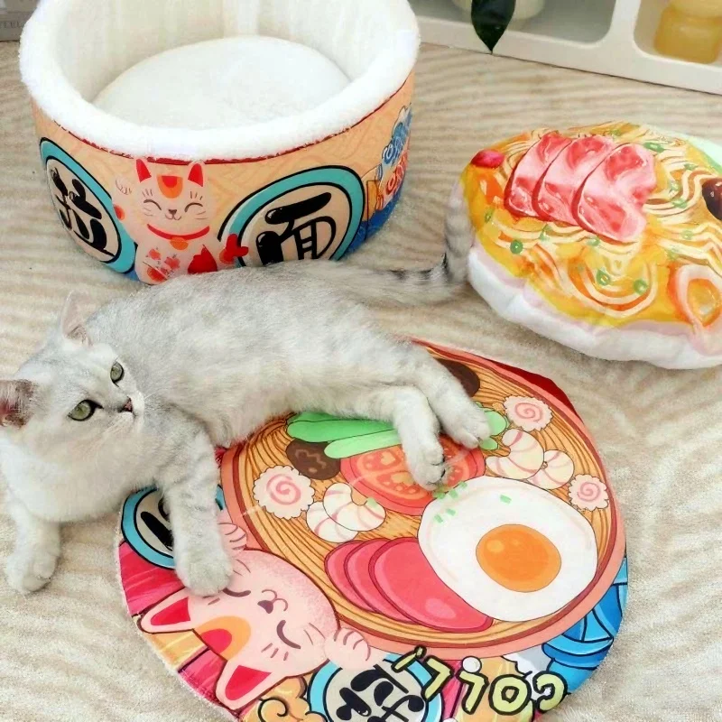BOOTEELY Pet Dog Cat House Kennel Super Large Instant Noodle Warm Dog Cat Nest Beds Cushion Cup Cozy Nest