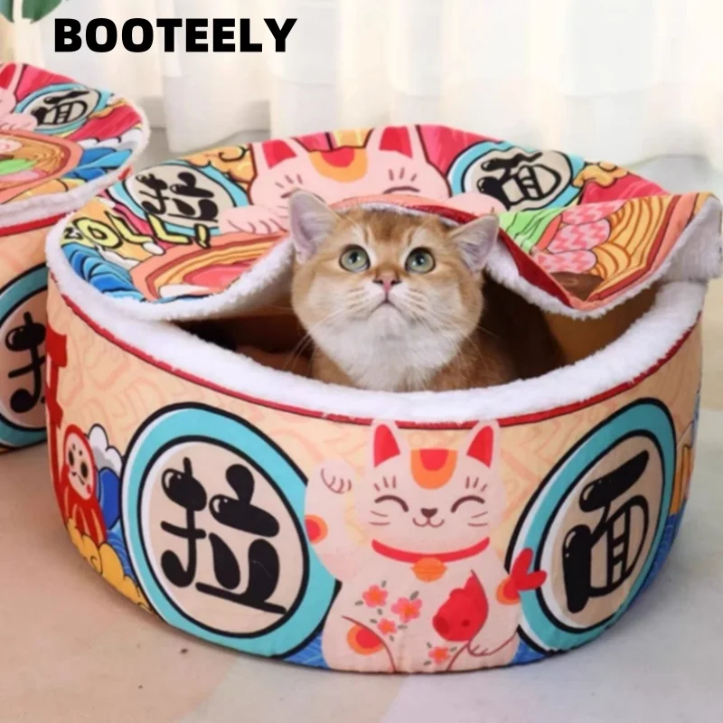 BOOTEELY Pet Dog Cat House Kennel Super Large Instant Noodle Warm Dog Cat Nest Beds Cushion Cup Cozy Nest