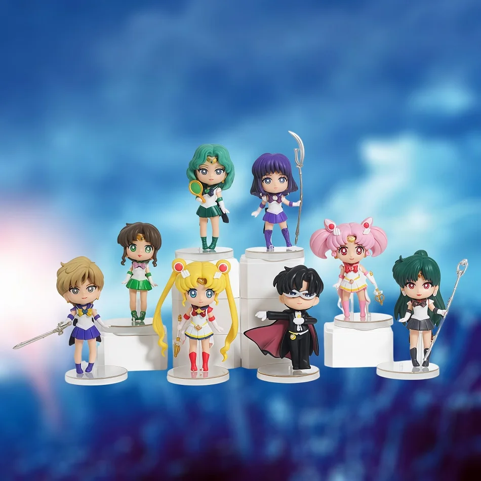 Sailor Moon Figure Blind Box Anime Usagi Tsukino/Chiba Mamoru/Chibiusa Cartoon Figurine Collectible Doll PVC Desktop Model Toys