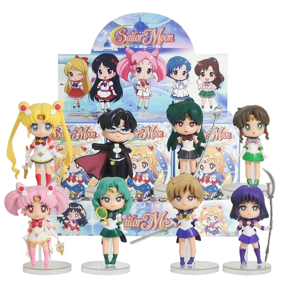 Sailor Moon Figure Blind Box Anime Usagi Tsukino/Chiba Mamoru/Chibiusa Cartoon Figurine Collectible Doll PVC Desktop Model Toys