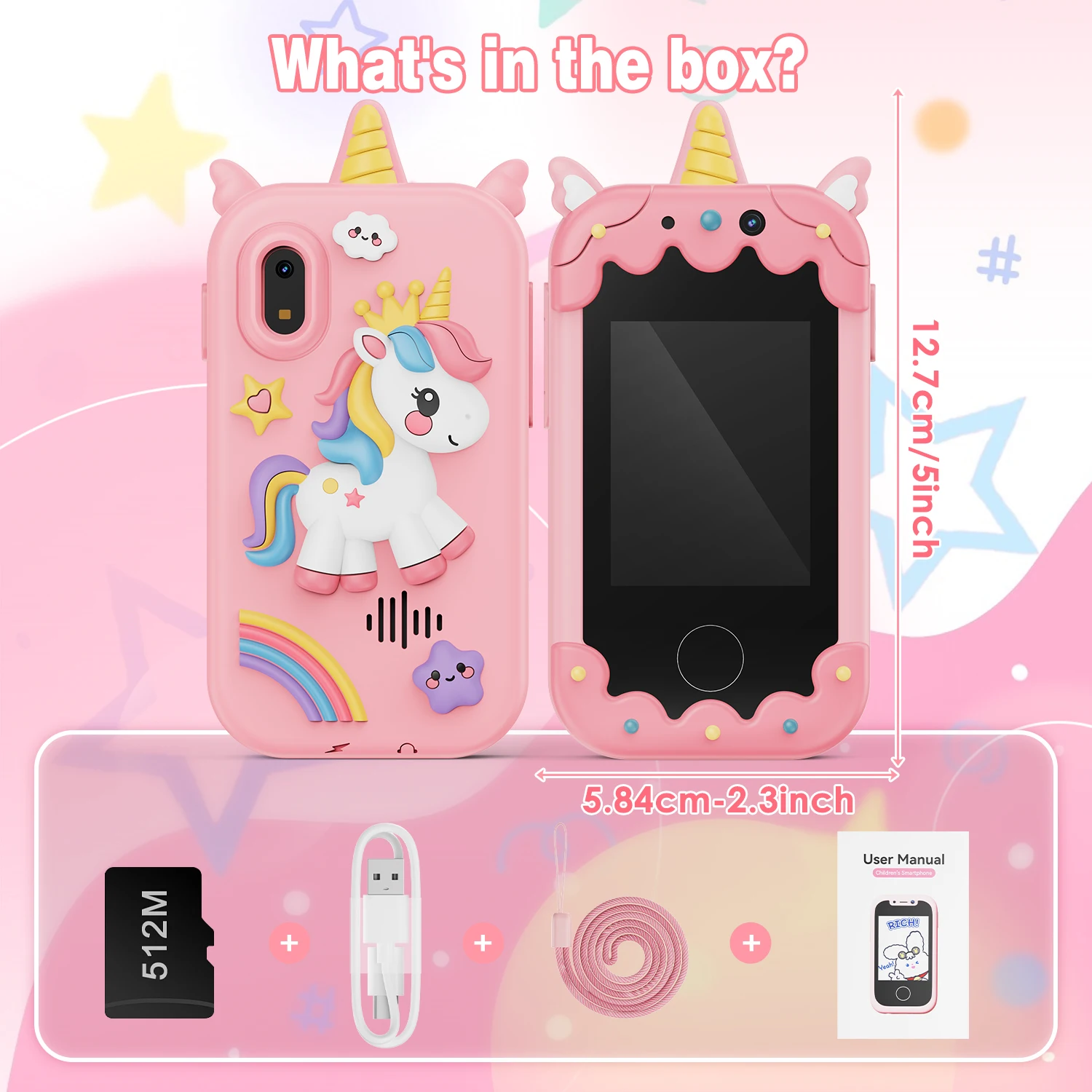 Kids Smart Phone for Girls Christmas Birthday Gifts for Girls Kids Toys Phone with  Touchscreen Dual Camera Game Music Player
