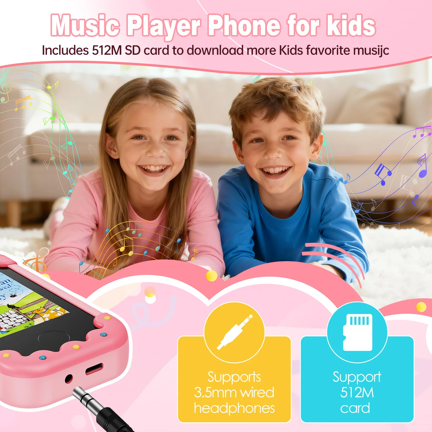Kids Smart Phone for Girls Christmas Birthday Gifts for Girls Kids Toys Phone with  Touchscreen Dual Camera Game Music Player