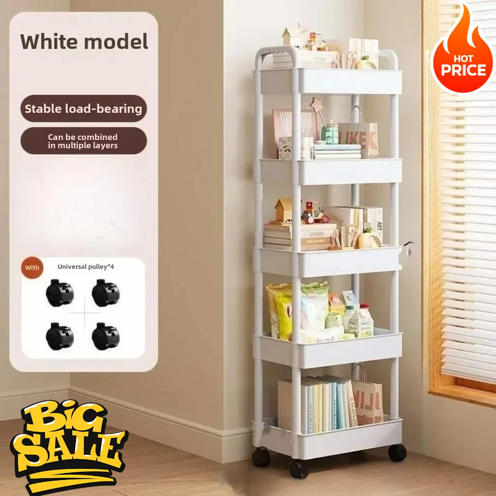 5-Tier Rolling Storage Cart with Wheels - Mobile Multi-Purpose Organizer for Kitchen, Bathroom, Bedroom, Snacks & Books