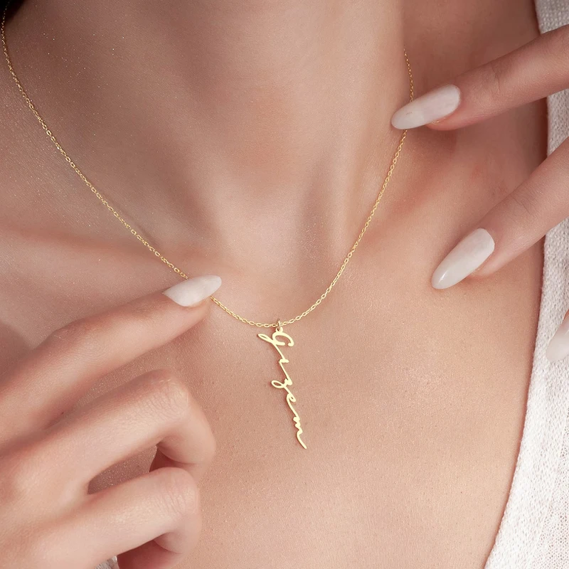 Custom Vertical Personalized Name Necklace Stainless Steel Choker Chain For Women Couple Birthday Valentine's Day Gifts
