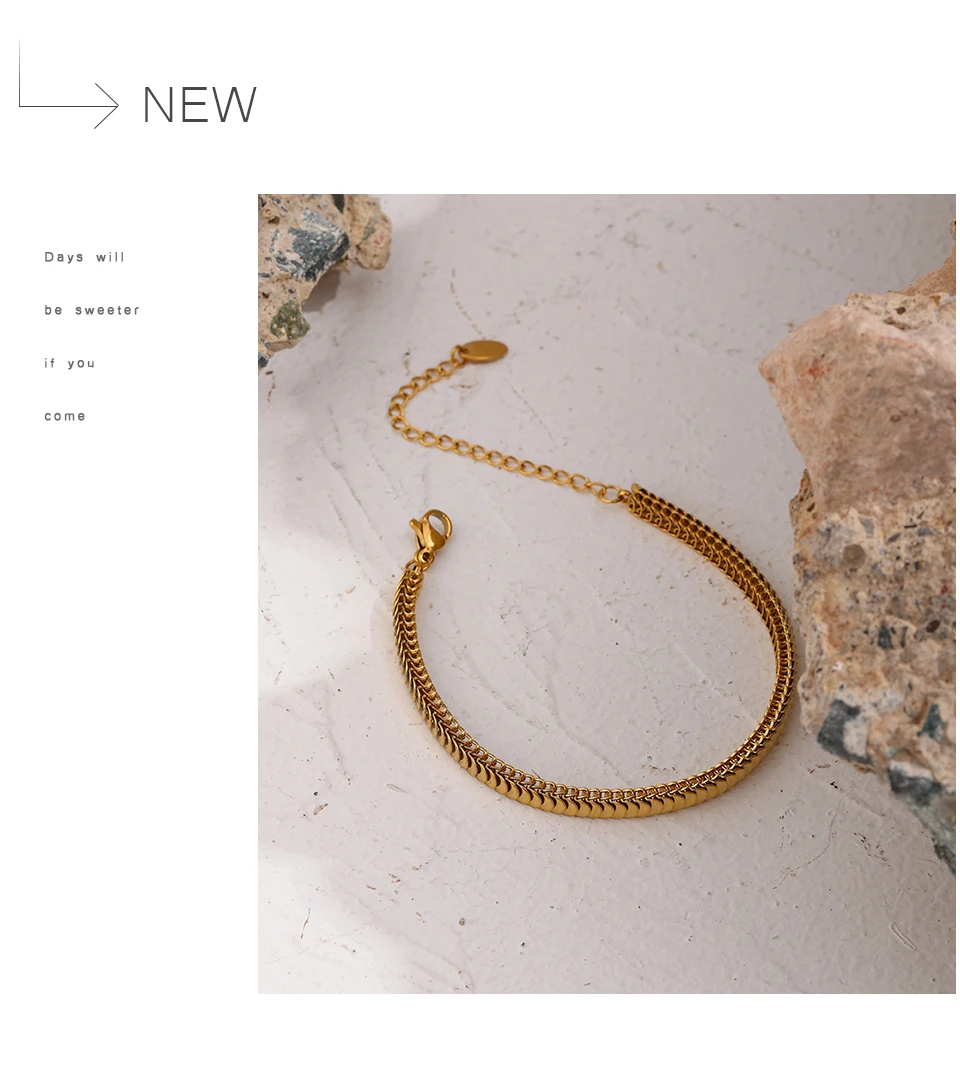 Yhpup 316L Stainless Steel Chain Necklace Bracelet Set Classic Statement Golden Waterproof Jewelry