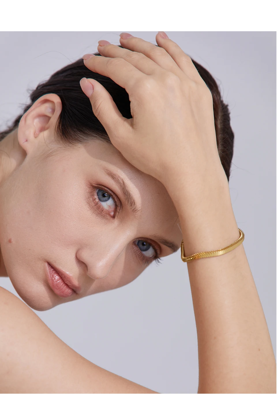 Yhpup 316L Stainless Steel Chain Necklace Bracelet Set Classic Statement Golden Waterproof Jewelry