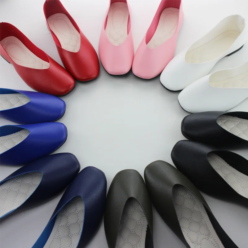 PU Leather Candy Color Ladies Flat Shoes Women Ballet Flats Point Toe Loafers Shoes Woman Retro Zapatos Mujer Big Size42 WSH2442