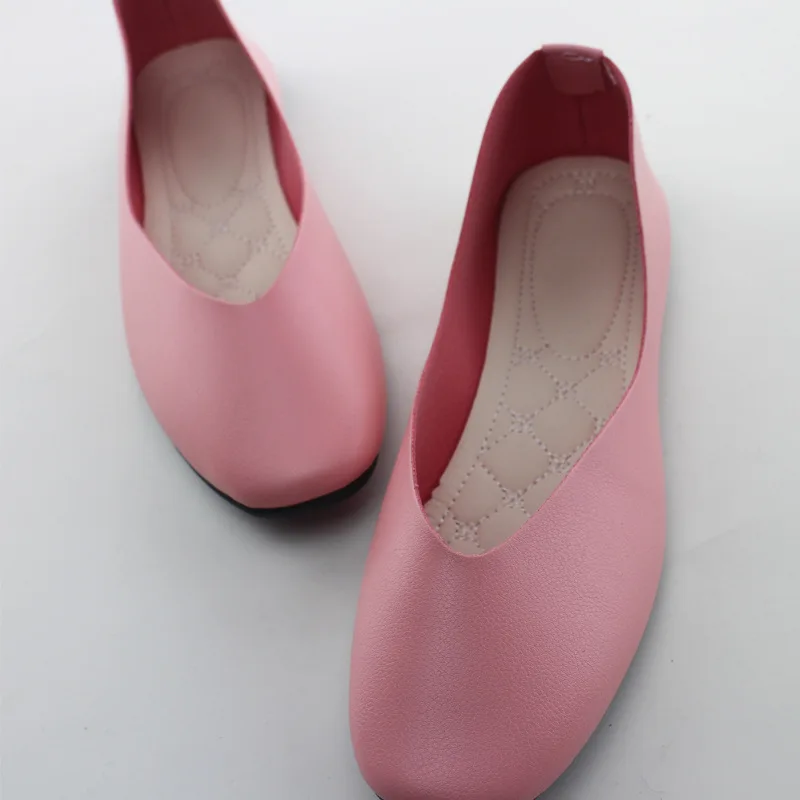 PU Leather Candy Color Ladies Flat Shoes Women Ballet Flats Point Toe Loafers Shoes Woman Retro Zapatos Mujer Big Size42 WSH2442