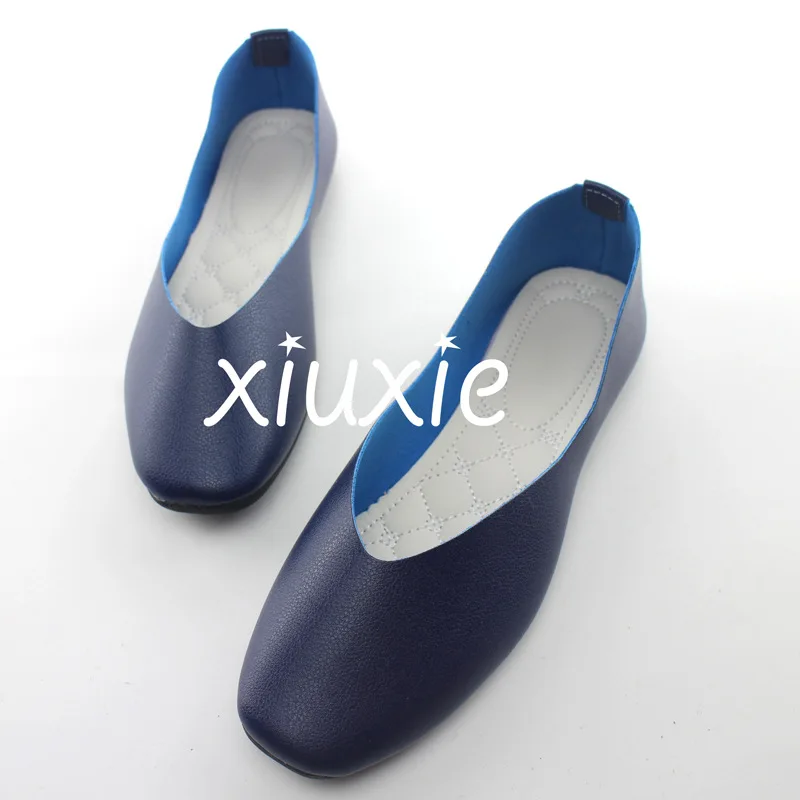 PU Leather Candy Color Ladies Flat Shoes Women Ballet Flats Point Toe Loafers Shoes Woman Retro Zapatos Mujer Big Size42 WSH2442