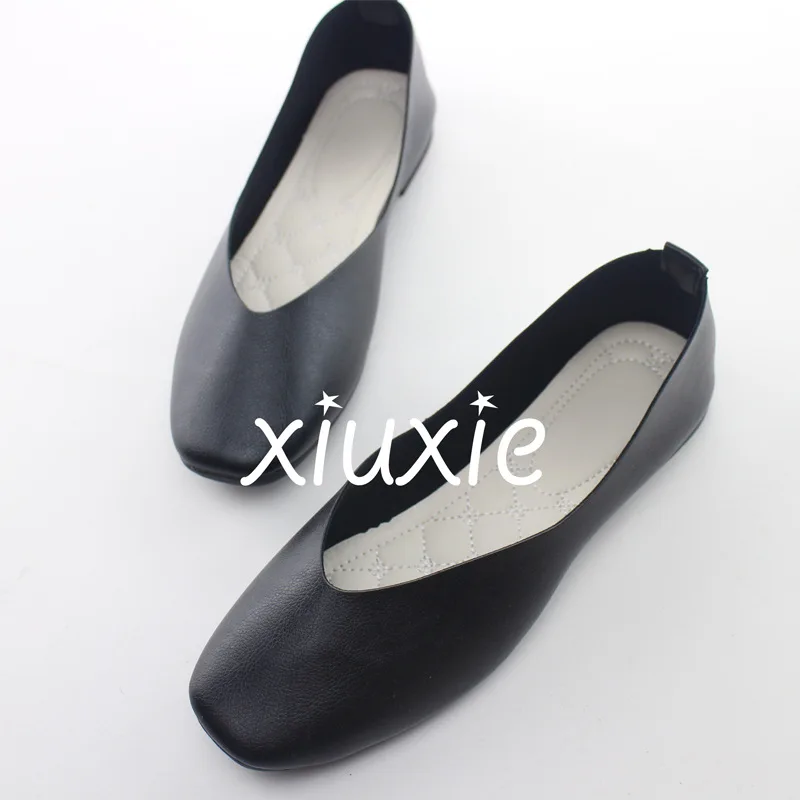 PU Leather Candy Color Ladies Flat Shoes Women Ballet Flats Point Toe Loafers Shoes Woman Retro Zapatos Mujer Big Size42 WSH2442