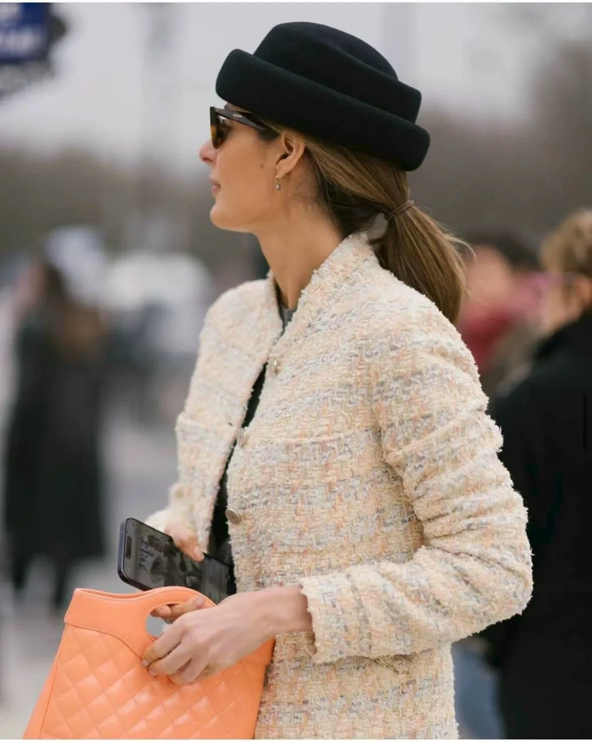 TOMKHU New Wool Retro Fashion Women's Fedora Hat French Elegant Beret Designer Autumn And Winter Top Hat Runway Style