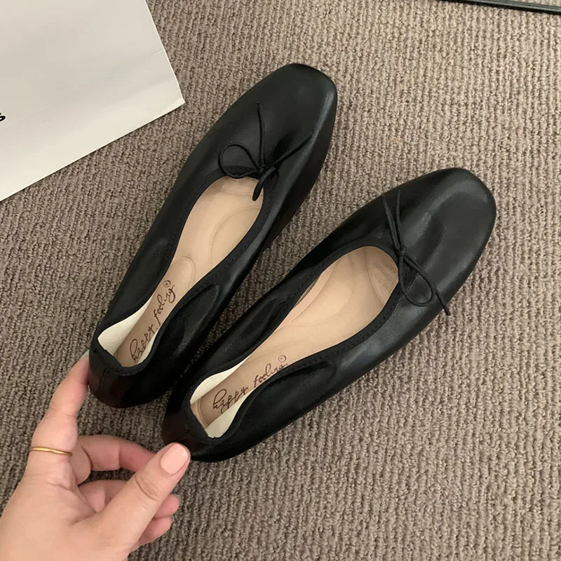 Fashion Shallow Women Ballet Flats Dance Shoes Casual Female Soft Footwear Butterfly-Knot Ladies Flats Slip On Shoes